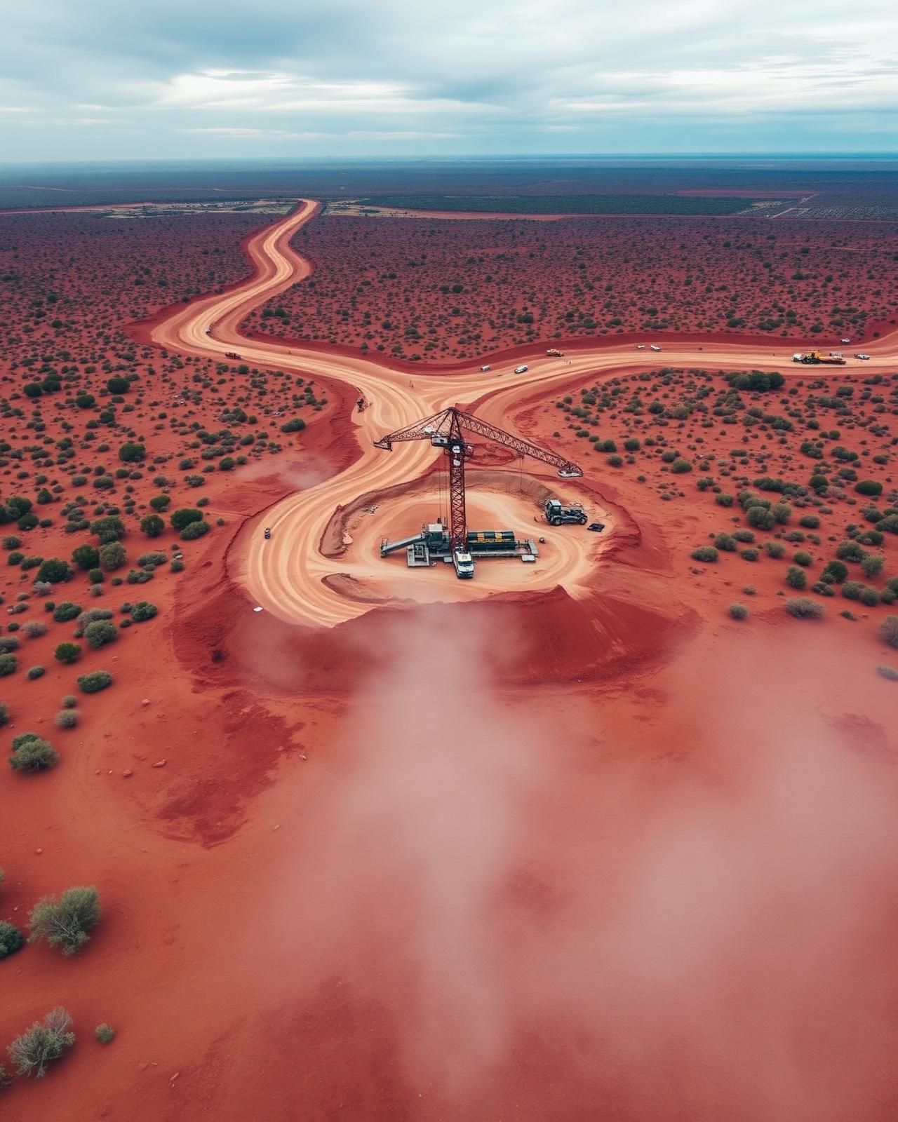 Aerial of remote outback infrastructure site